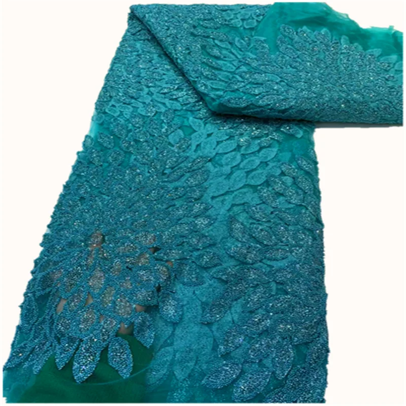 

Embroidery Africa French Tulle Mesh Lace Fabric for Party Sewing Sequins Lace Fabric Nigerian Net Lace Fabric FZ75