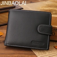 jinbaolai mens wallet genuine leather short foreign trade retro zipper hasp wallet new style leather wallet change bag