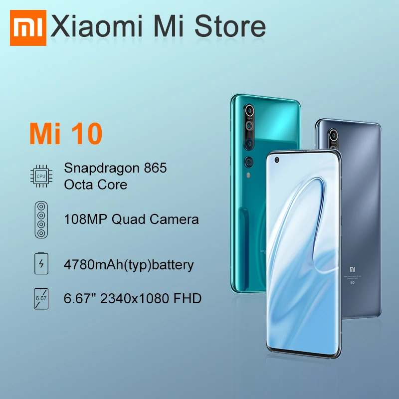 Глобальная версия смартфона Xiaomi Mi 10 8 Гб 128 ГБ AMOLED дисплей 6 67 дюйма мобильный