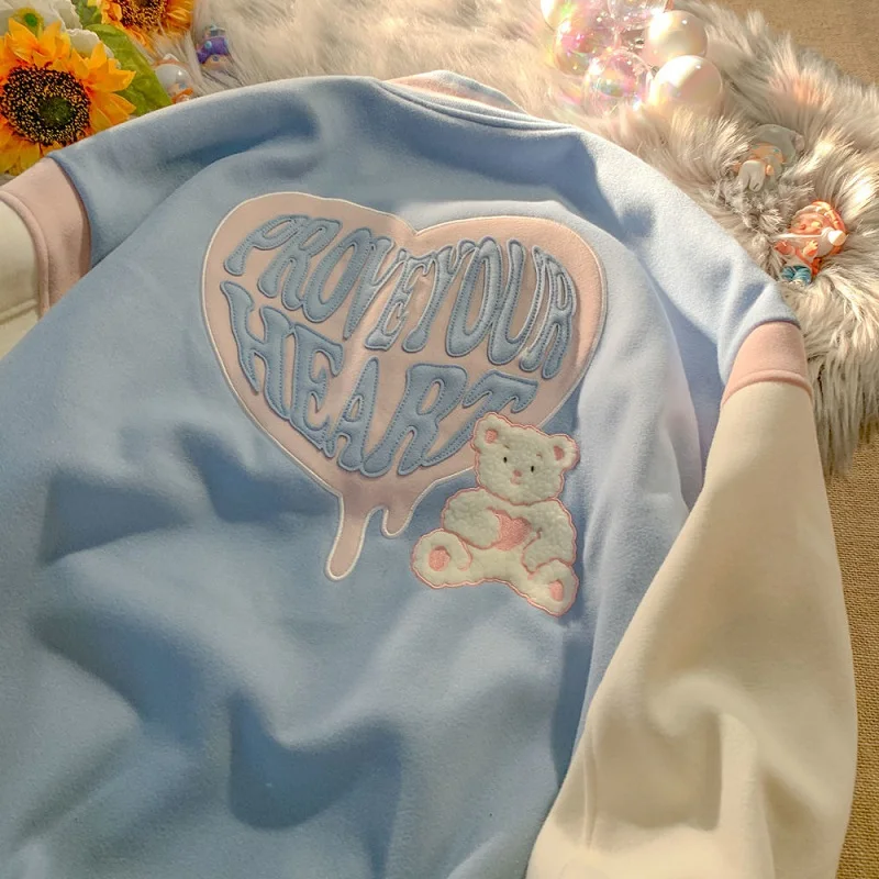 Бейсбольная форма в стиле панк и E-girl милая куртка Корейском преппи с длинным