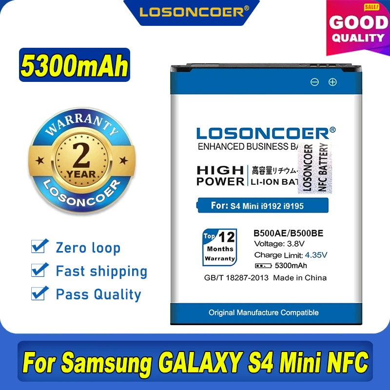 100% Оригинальный LOSONCOER 5300 мАч B500AE B500BE NFC аккумулятор для Samsung S4 Mini S4mini I9190 I9192 I9195 I9198 |