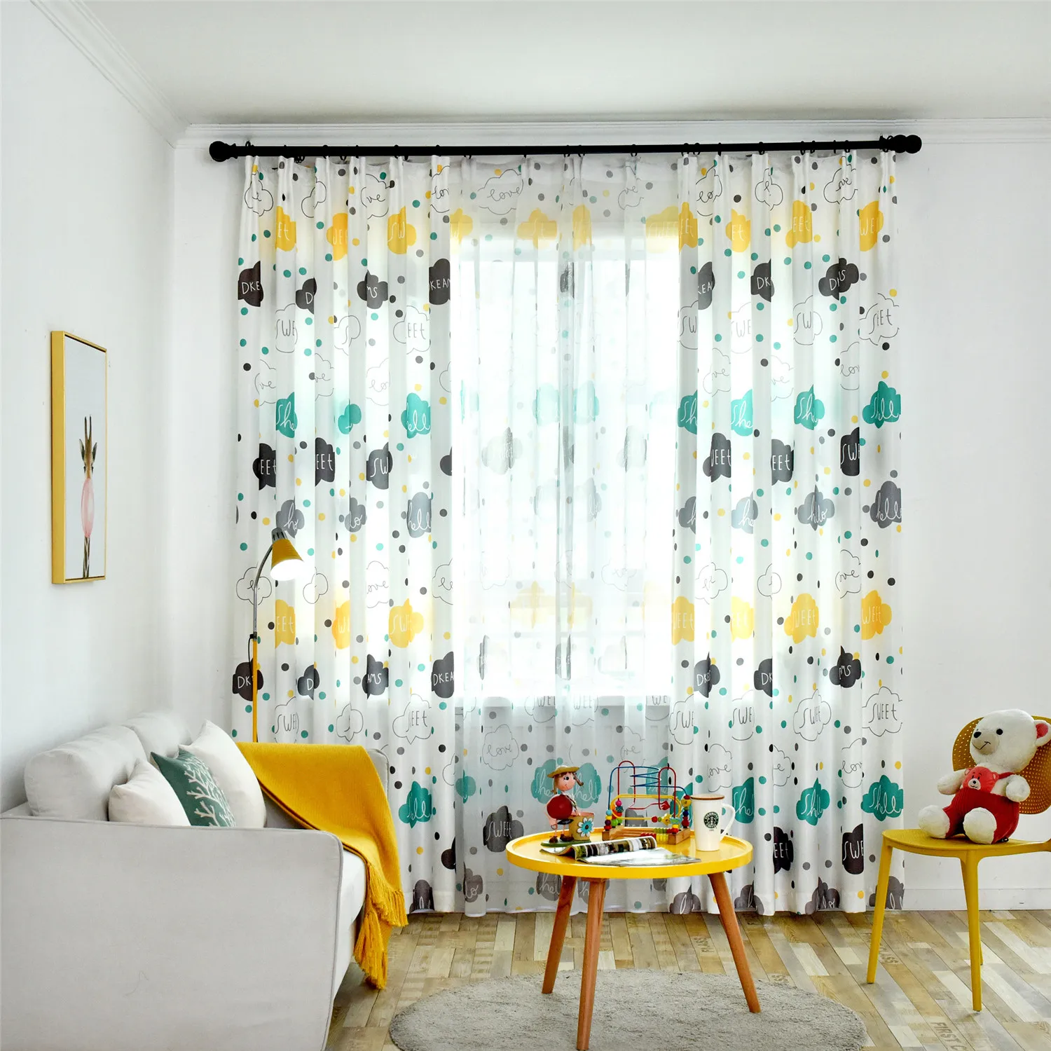 Lovely Cartoon Colorful Clouds Sleeping Curtains for Children Living Room Bedroom Custom Made Blackout Drapes | Дом и сад