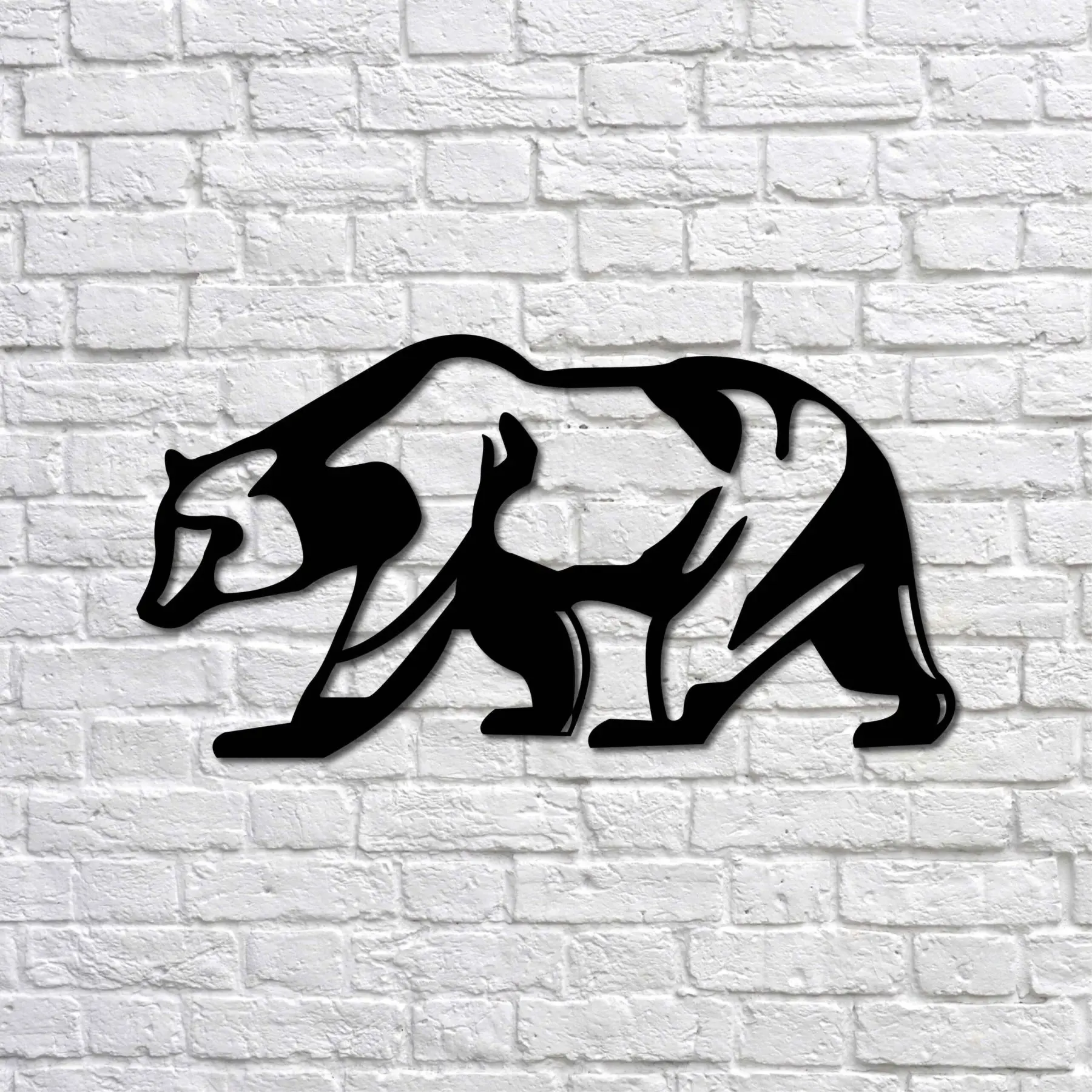 

Metal Wall Art - Grizzly Bear - Interior Decoration - Wall Hanging - Home Decor - Wall Sign-36x70 cm