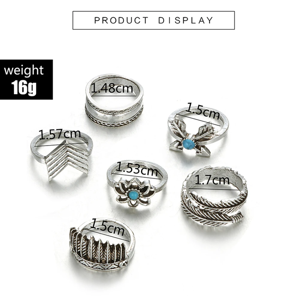 6 шт./партия Модные Простые комбинированные уникальные кольца набор массивные