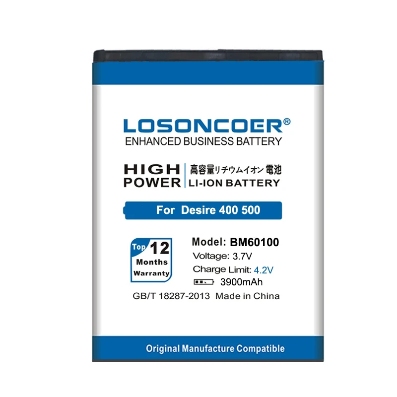 Аккумулятор LOSONCOER BM60100 3900 мАч для HTC Desire 600 400 500 Dual SIM 609d 5060 T528 C525c 5088 C525E T606W T608T T528d
