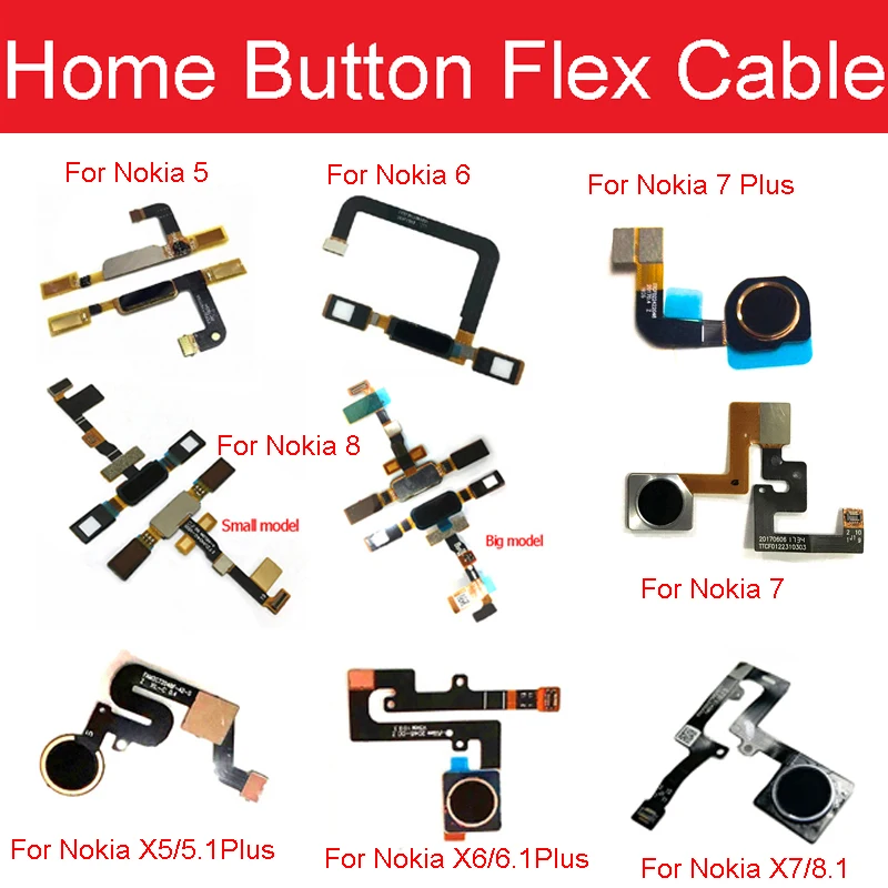 Кнопка Home отпечаток пальца гибкий кабель для Nokia 5 1 6 7 8 X5 X6 Plus сенсор сенсорного