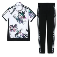 black white pink tracksuits for women s 5xl two piece outfit zipped set 2022 summer top and pants suits clothing