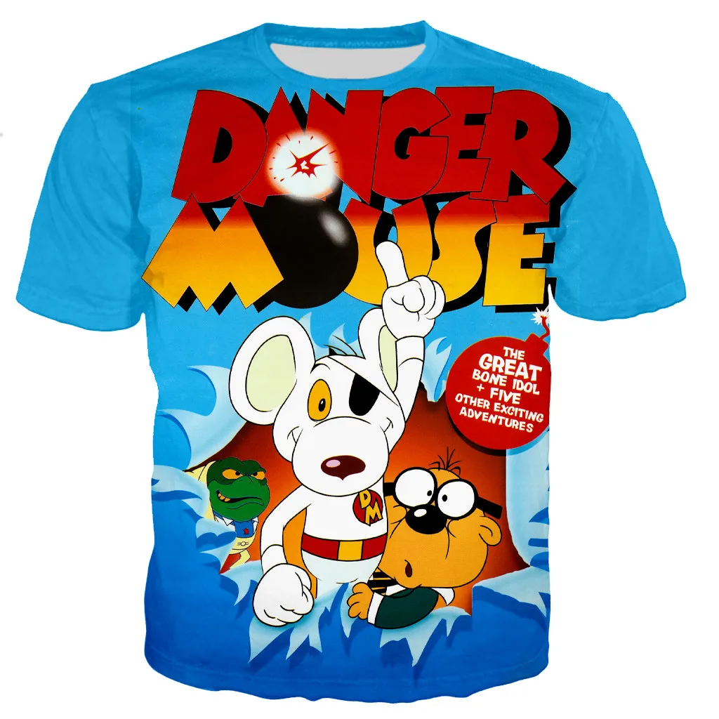 

2021 Summer Dangerous Mouse 3D Printing Men's and Women's T-shirt Casual Style Sweatshirt Youth Streetwear Large Top Shirt
