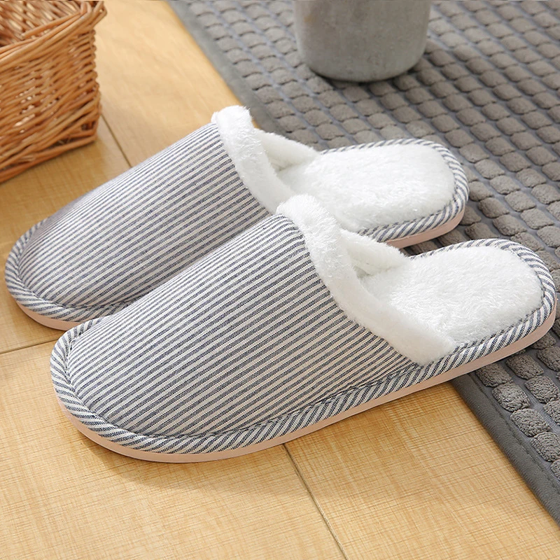 Зимние женские тапочки Замшевые меховые в полоску Женские зимние бархатные