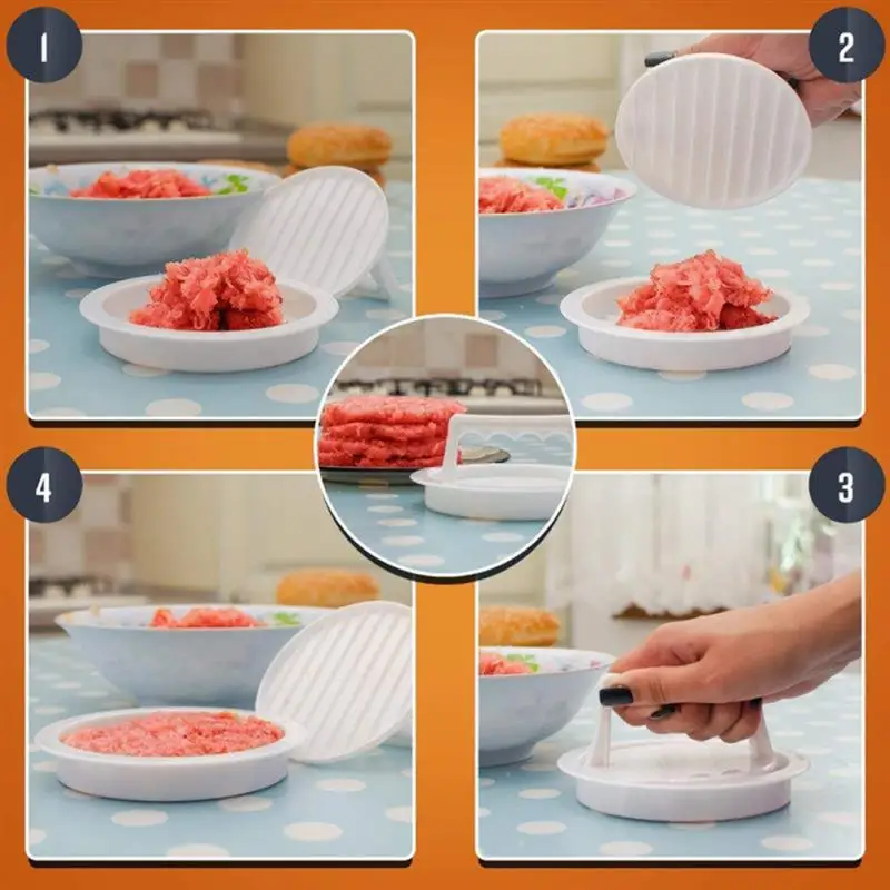 

Round Shape Hamburger Press Food-Grade Plastic Hamburger Meat Beef Grill Burger Press Patty Maker Mold Kitchen Tool
