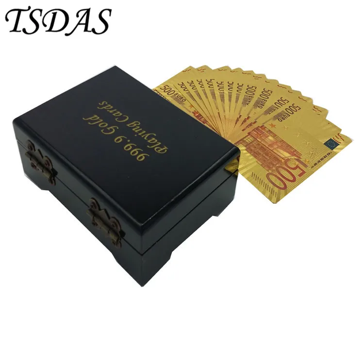 Хорошее 500 евро Золотая Цветной Игральные карты оптовая продажа 54 шт./компл.