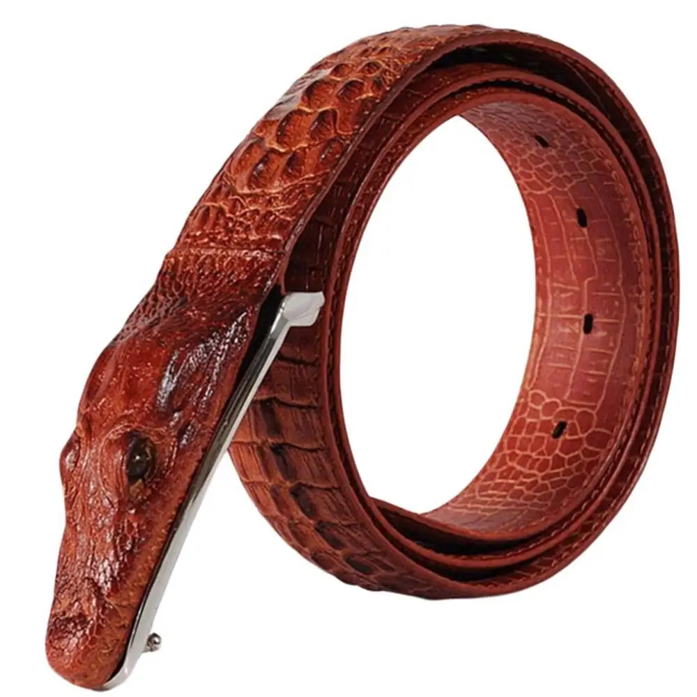 

80% HOT SALE Fashion Genuine Leather Vivid Crocodiles Buckle Alligators Pattern Men Belts Clothing Accessories