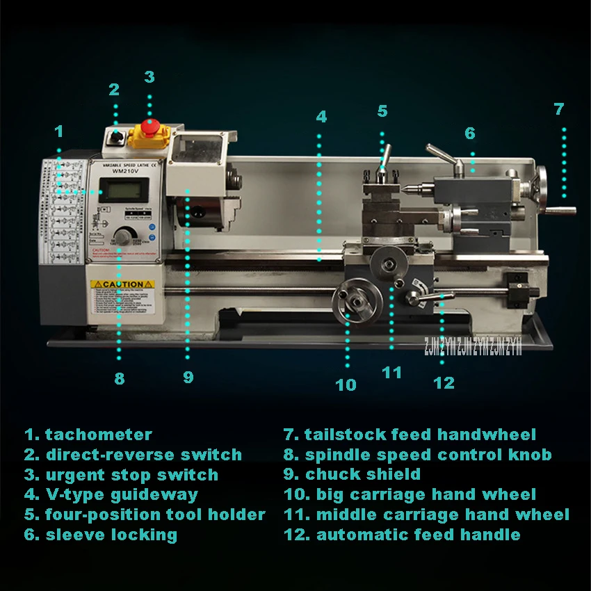 WM210V Бисерная машина для дома Маленький сверлильно-шлифовальный токарный станок Mini Bead Metal Woodworking Bench Process Turning 110V/220V.