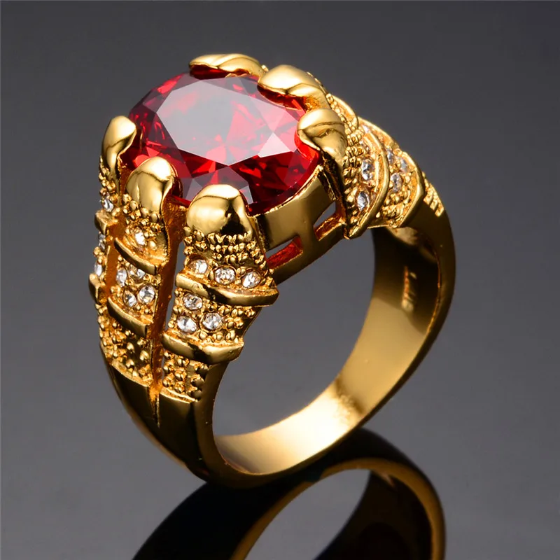 Великолепное обручальное кольцо с красным овальным камнем для мужчин и женщин