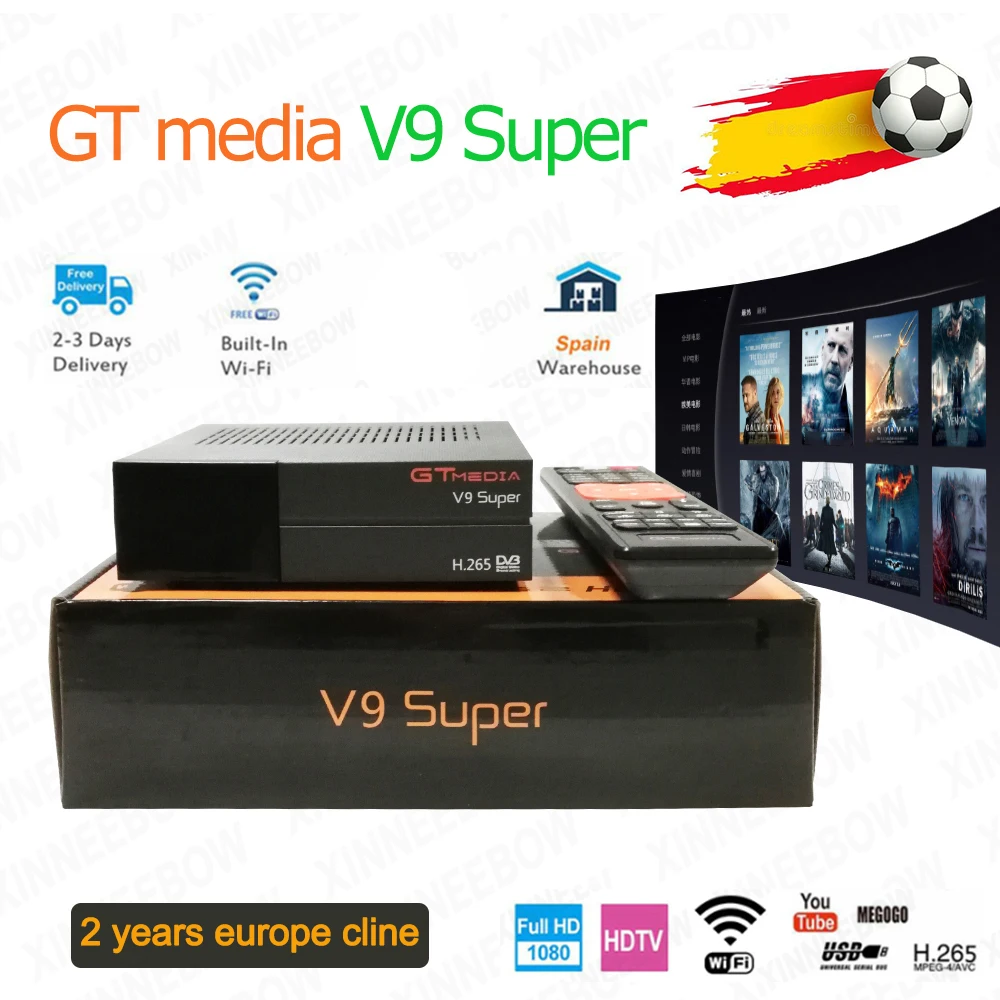 Приемное устройство спутниковый приемник Gtmedia V8 nova HD 1080P Европа Cline в течение 2 лет Испания Встроенный Wi-Fi Gtmedia V9 супер опционально