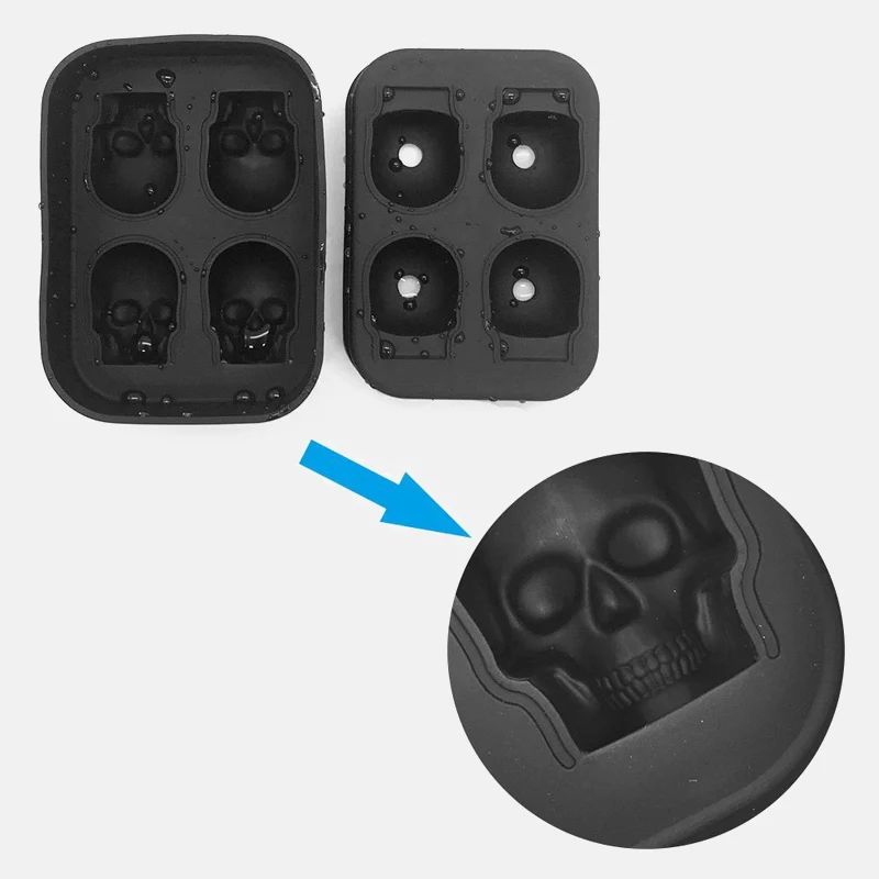 

2PCS 3D Skull Ice Mold Silicone Ice Cube Tray Very suitable for whiskey, bourbon, cocktails, beer, fruit drinks