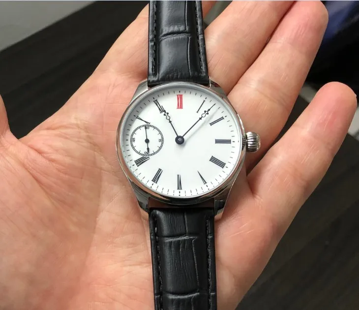 41 мм GEERVO эмаль белый циферблат Азиатский 6497 17 jewels двигаться Для мужчин t мужские