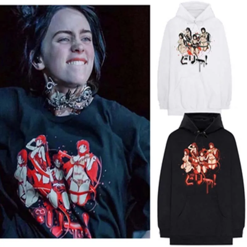 Billie eilish мужские толстовки Зимний Свитшот флисовый капюшон hoodiee уличная billieeilish Толстовка аниме хип хоп Музыка hoddie мужской