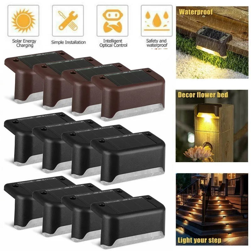4/8PCS Solar Deck Lights Step Outdoor Waterproof Led Fence Lamp for Patio Stairs Garden Pathway Yard | Освещение