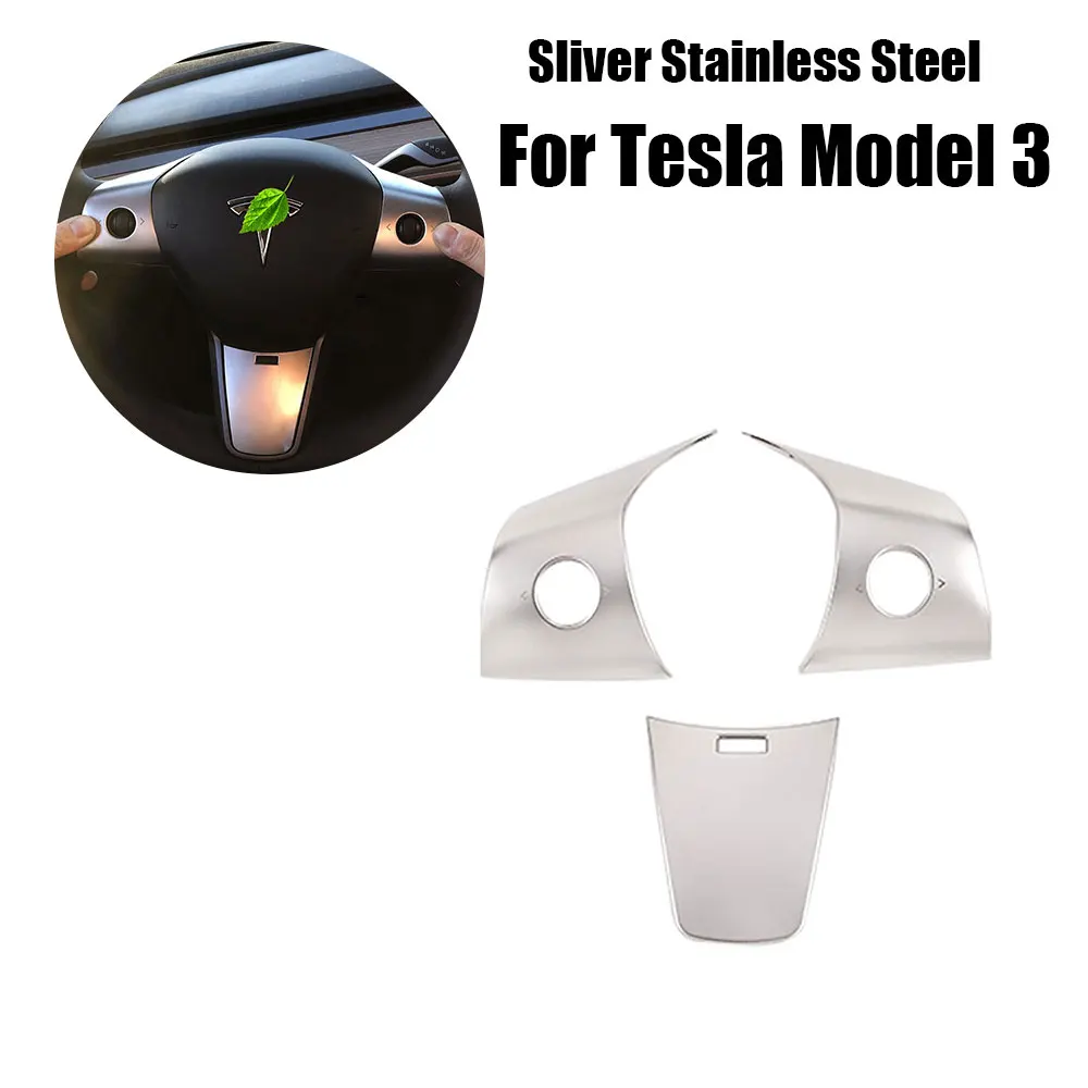 

Крышка колеса для Tesla Model 3, серебристый чехол из нержавеющей стали, декоративная накладка на кнопку