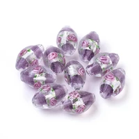 10pcs floral silver foil glass multicolor handmade lampwork beads oval necklace bracelet earrings charms diy jewelry findings