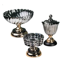 new creative high end crystal glass compote coffee table decoration luxury living room desktop fruit plate decor three piece set