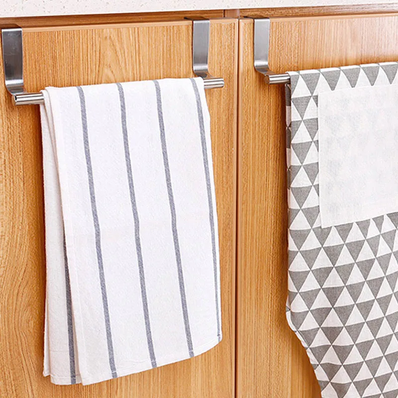 

2Size Bathroom Traceless Hanger Nail-Free Door Hanger Kitchen Cabinet Shelf Rack Towel Racks Over Door Towel Rack Hanging Holder