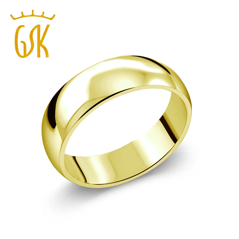 925 пробы серебряное желтое золото обручальное кольцо 7 мм|Кольца| |