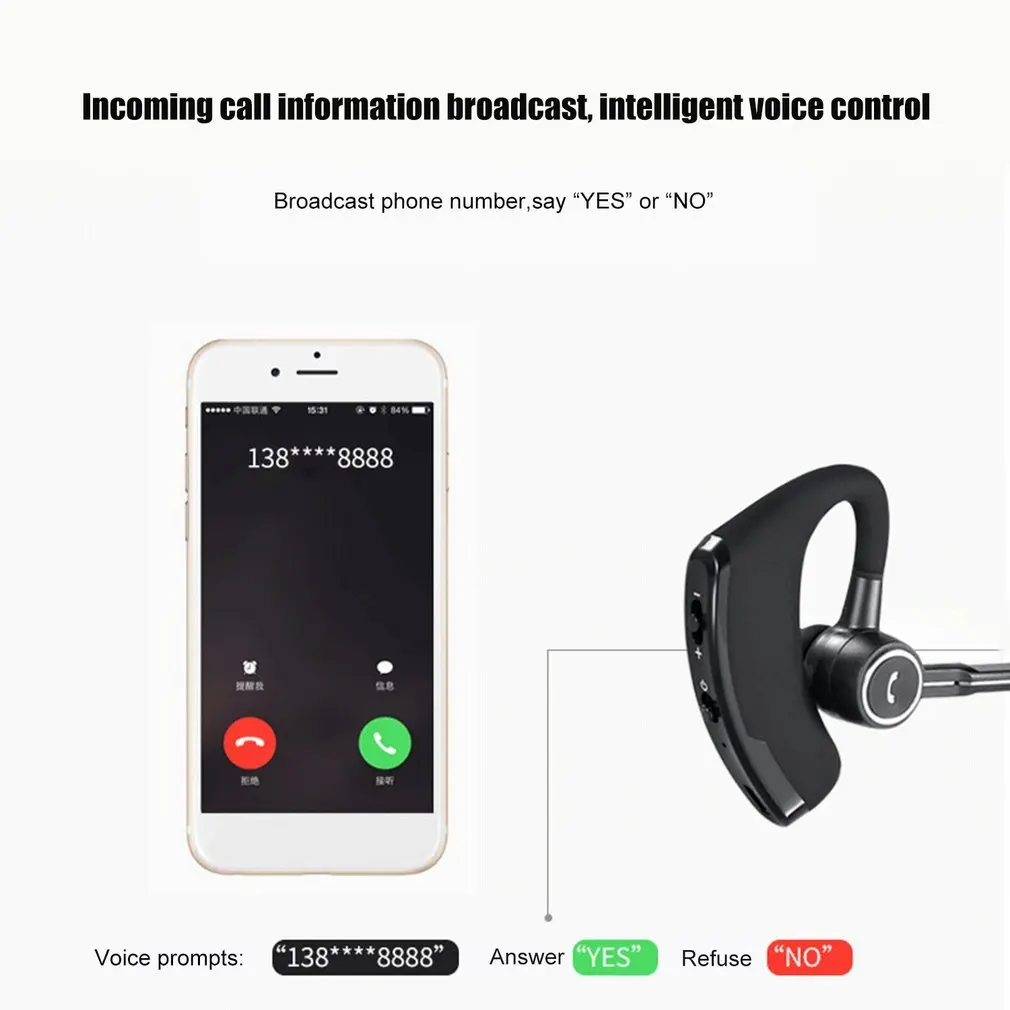 2018 V8S бизнес Bluetooth гарнитура Беспроводные наушники для автомобиля Hands free микрофон