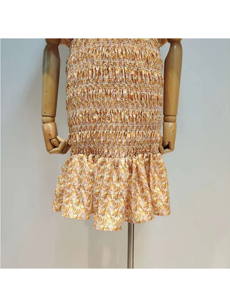 

Retro geometric print, hollow back, leaky waist, high waist dress, women's summer new style, elastic, tight, hip, fishtail skirt