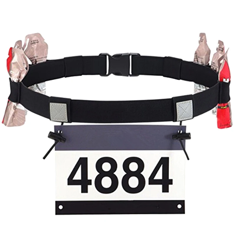 Unisex Running Race Number Belt Waist Pack Bib Holder For Triathlon Cycling Motor with 6 Gel Loops | Спорт и развлечения