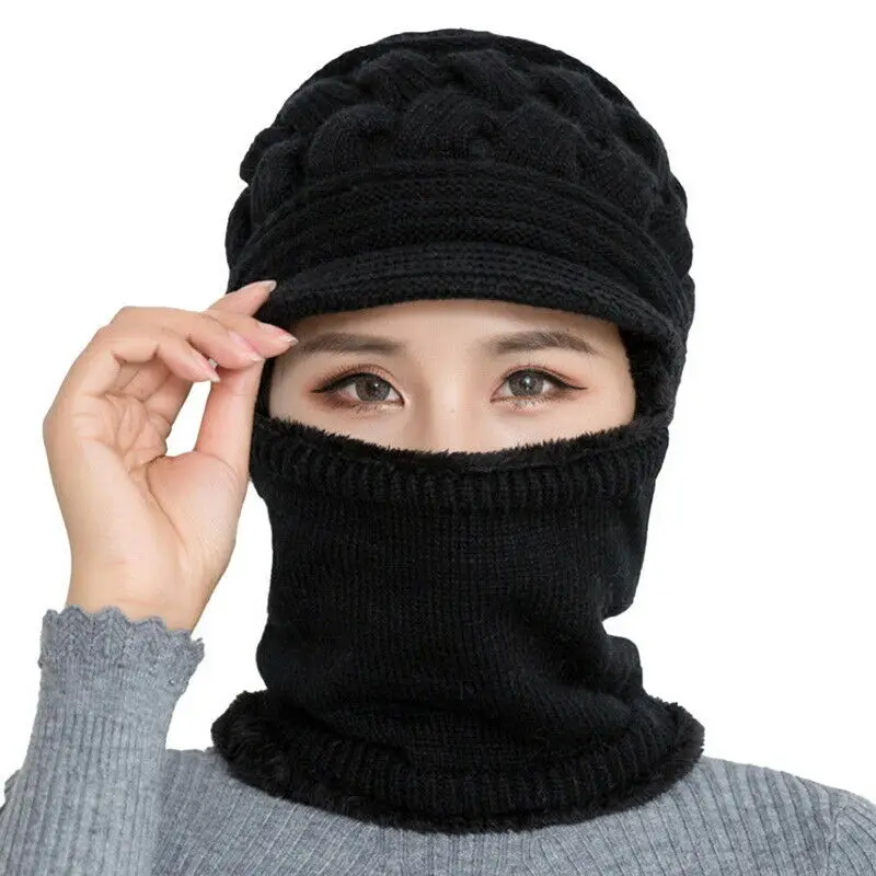 

2020 New Winter Balaclava Beanies Mother Hat Women Warm Thick Skullies Riding Outdoor Hats Gorras Stripes Beanie Cap Mask