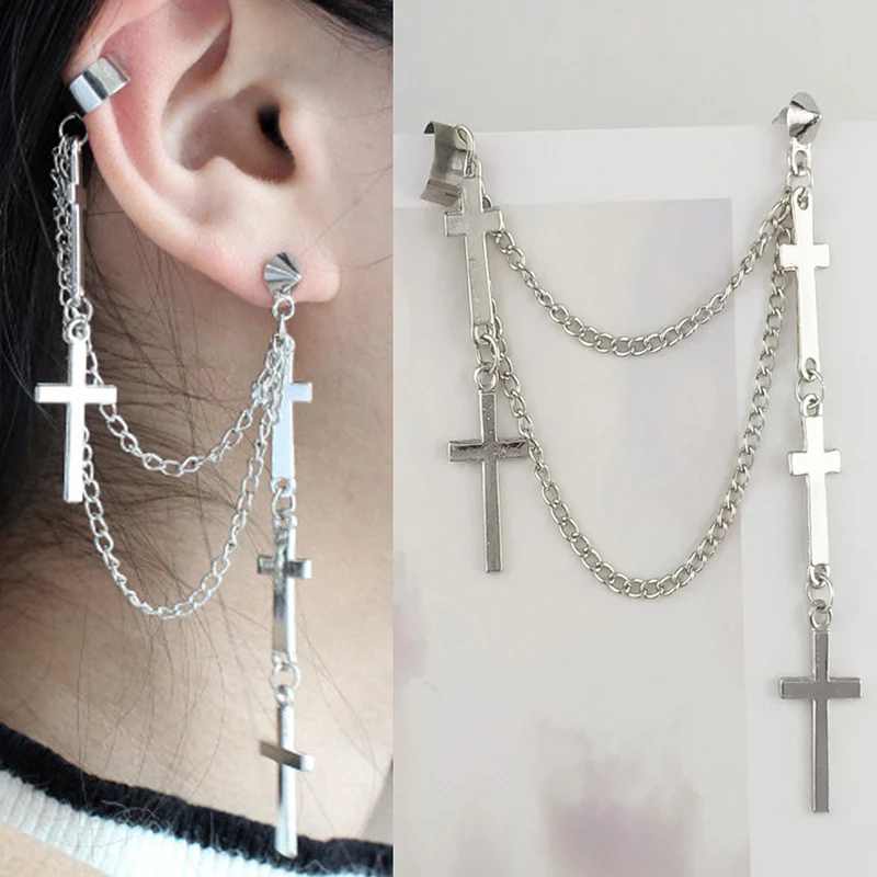 Модные индивидуальные черные женские серьги в стиле ретро хип-хоп многослойные