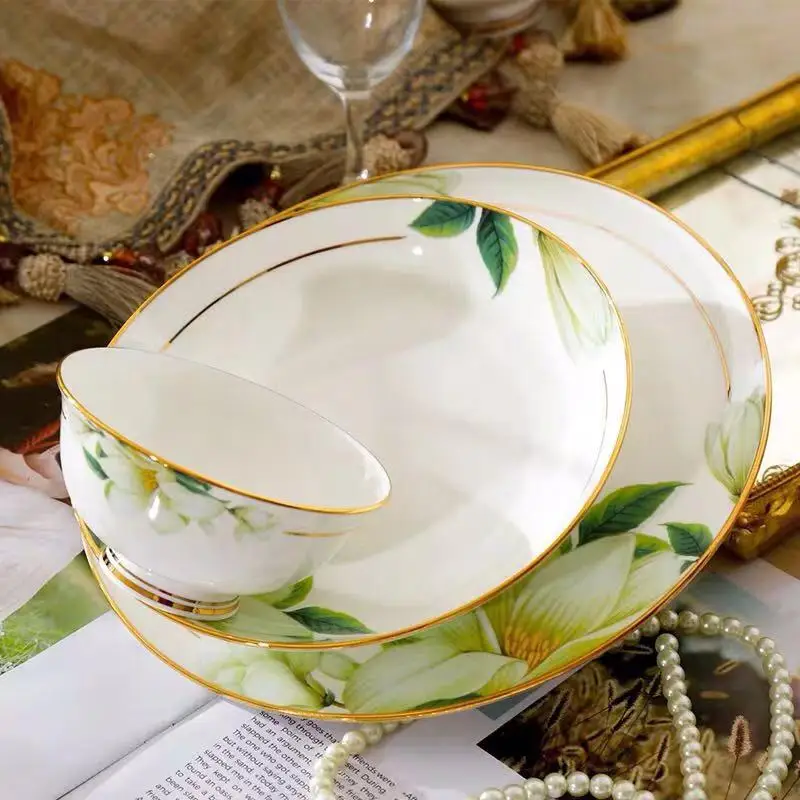 Тарелка керамическая для супа из костяного фарфора ложка тарелка стейка посуда