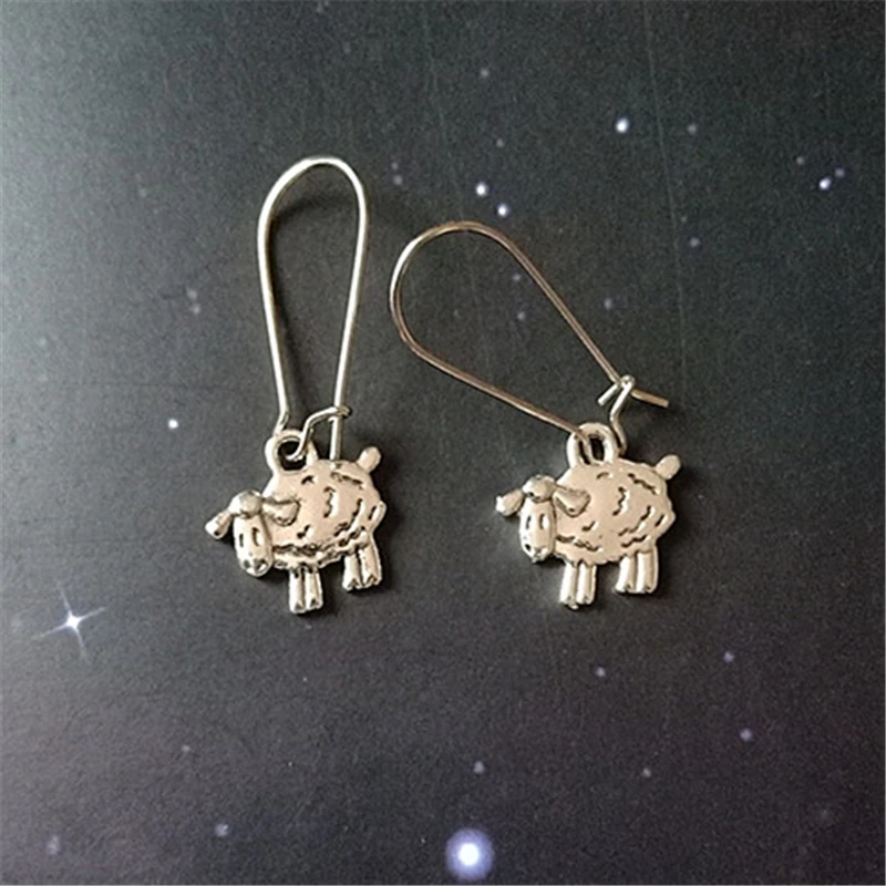 Серьга в форме овцы Овечья подвеска серьги виде животных антикварные серебряные
