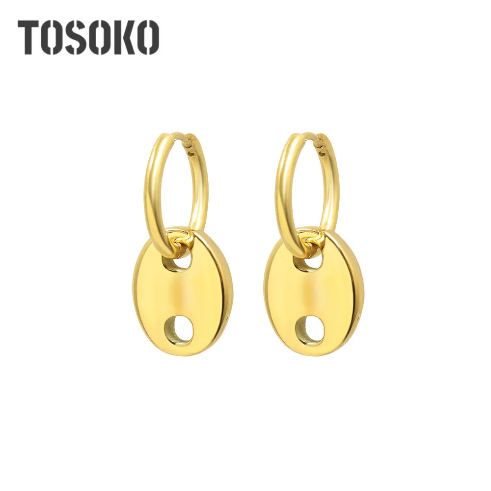 

TOSOKO Stainless Steel Jewelry Pig Nose Geometric Earrings Women's Fashion Earrings BSF457