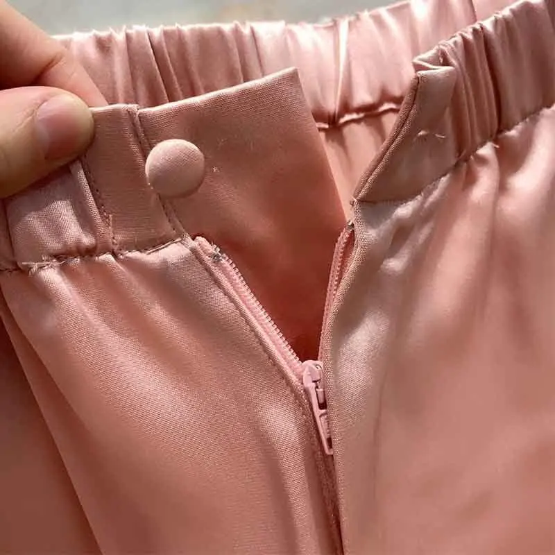 Sets Women Pajamas Spring Pink Silk Sets Long-sleeved Embroidered Shirt High-waisted Wide Straight Leg Pants