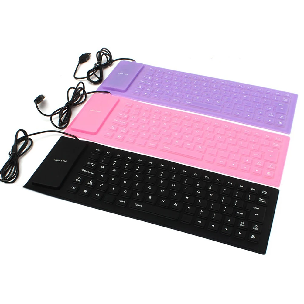 

Office 85 Keys Universal Portable Foldable Durable Silicone Flexible USB Accessories Computer Keyboard