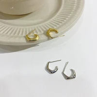 simple small gold silver color buckle pierced stud earrings for women student korean fashion style ear jewellery gift