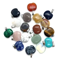natural stone pendant sandstone lapis lazuli topaz apple shape pendant diy necklace bracelet earring accessories 5pcs