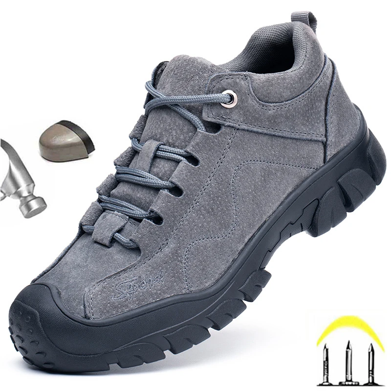 Неразрушаемые защитные ботинки мужские рабочие на резиновой подошве ботильоны