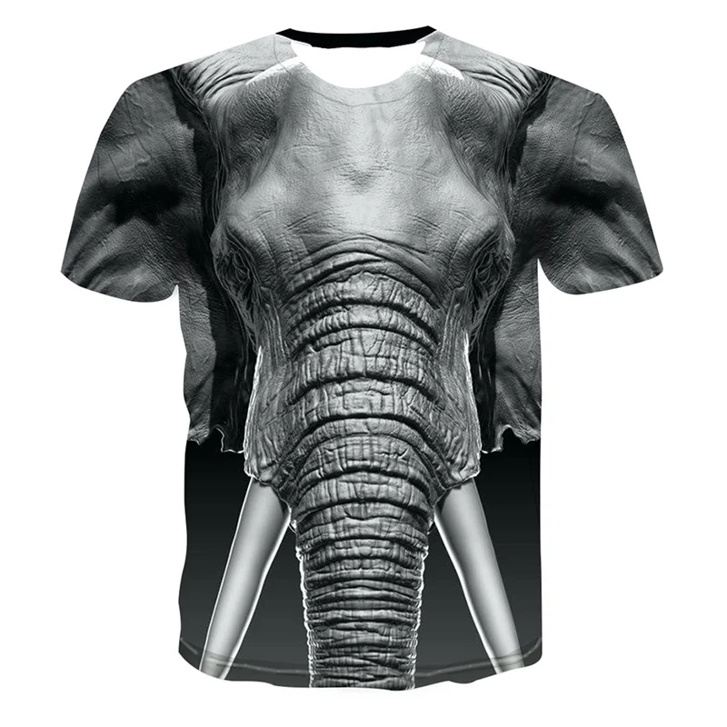 

Elephant Printed T-Shirt 2021 Summer Fashion Clothes For Men Funny Children Cartoon Casual Short Sleeve Hip hop Tees Tops 4XL