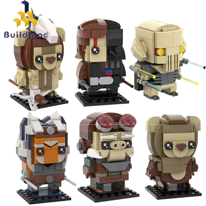 Buildmoc Star Movie Figures Vader-Anakined Ewoked Ahsokaed Kuiils General-Grievous Model Building Blocks Kids Toys for Children