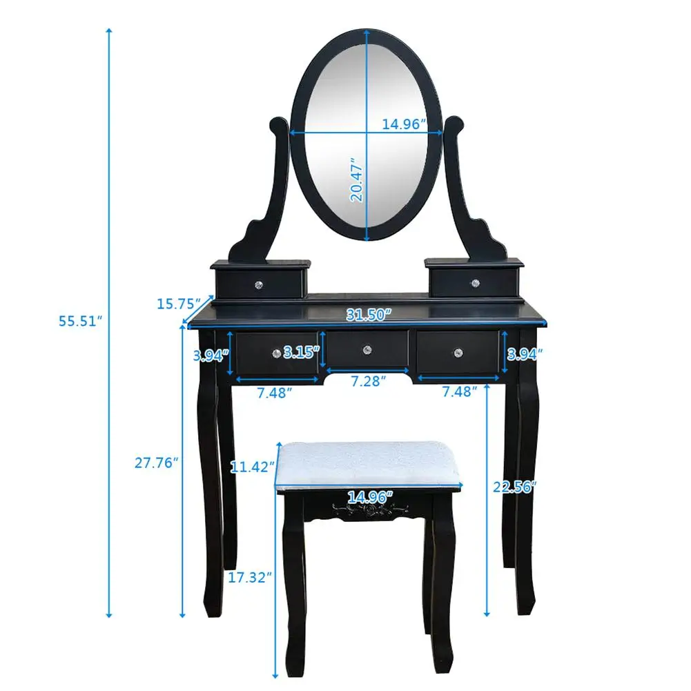 

Dressing Table Dressing Table Stool Mirror With Stool Five Drawer Dressing Table Home Bedroom Decoration
