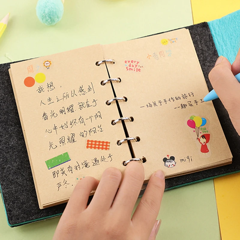 11 видов стилей ручная работа войлочная ткань свободный лист дневник 14.5X11CM сделай