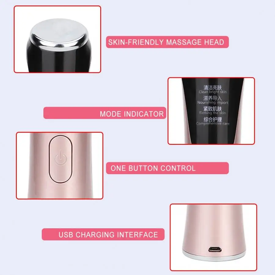USB против морщин ионный массажер для лица перезаряжаемый ультразвуковой