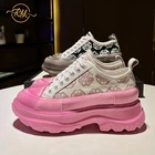 Женские кроссовки в Европейском стиле, Зеленые кроссовки из натуральной кожи, Осенняя обувь на платформе, новинка 2021