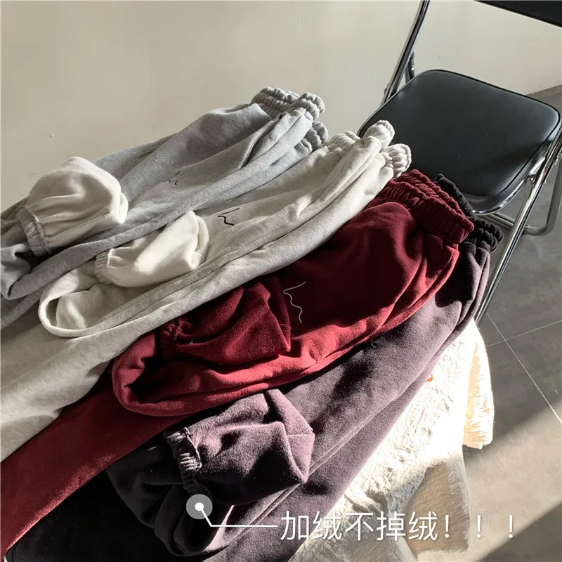 

DMAO Store Cotton sweatpants Winter Loose fleece women sports pants 2020 Solid color Sweatpants tracksuit trousers for women