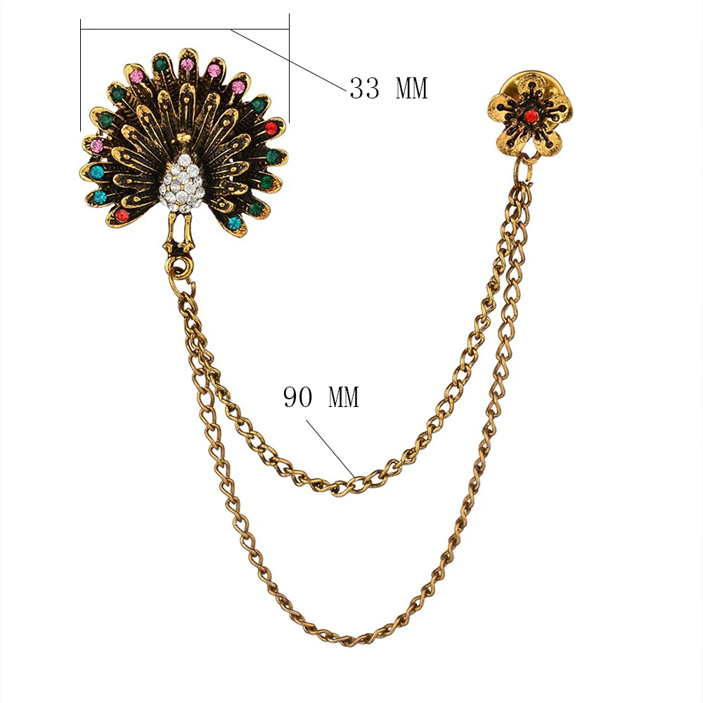 Броши в виде павлина и цветка Женская Длинная цепочка ювелирные изделия