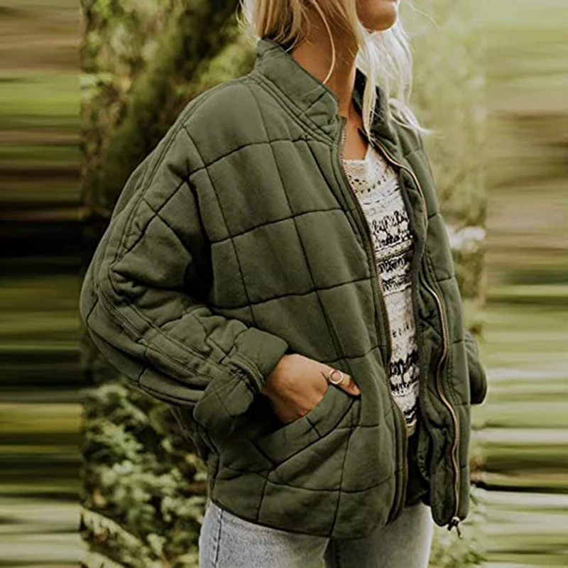 Женский утепленный стеганый пуховик, зимняя теплая легкая куртка на молнии с длинным рукавом, повседневная женская одежда от AliExpress WW